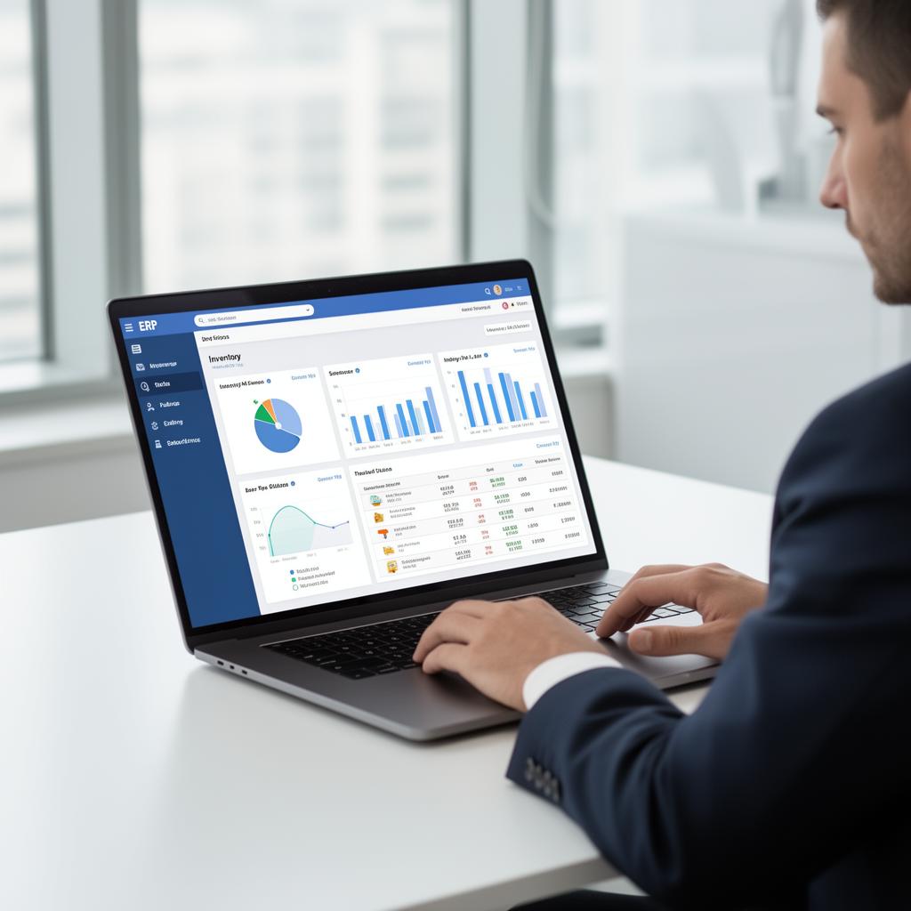 Empresário usando software ERP Webger para gestão de vendas